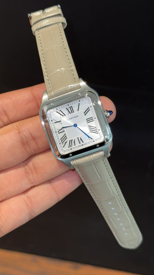 Cartier Dumont Lacquer | Silver Case | Cream Leather Strap | White Dial - twentyfour