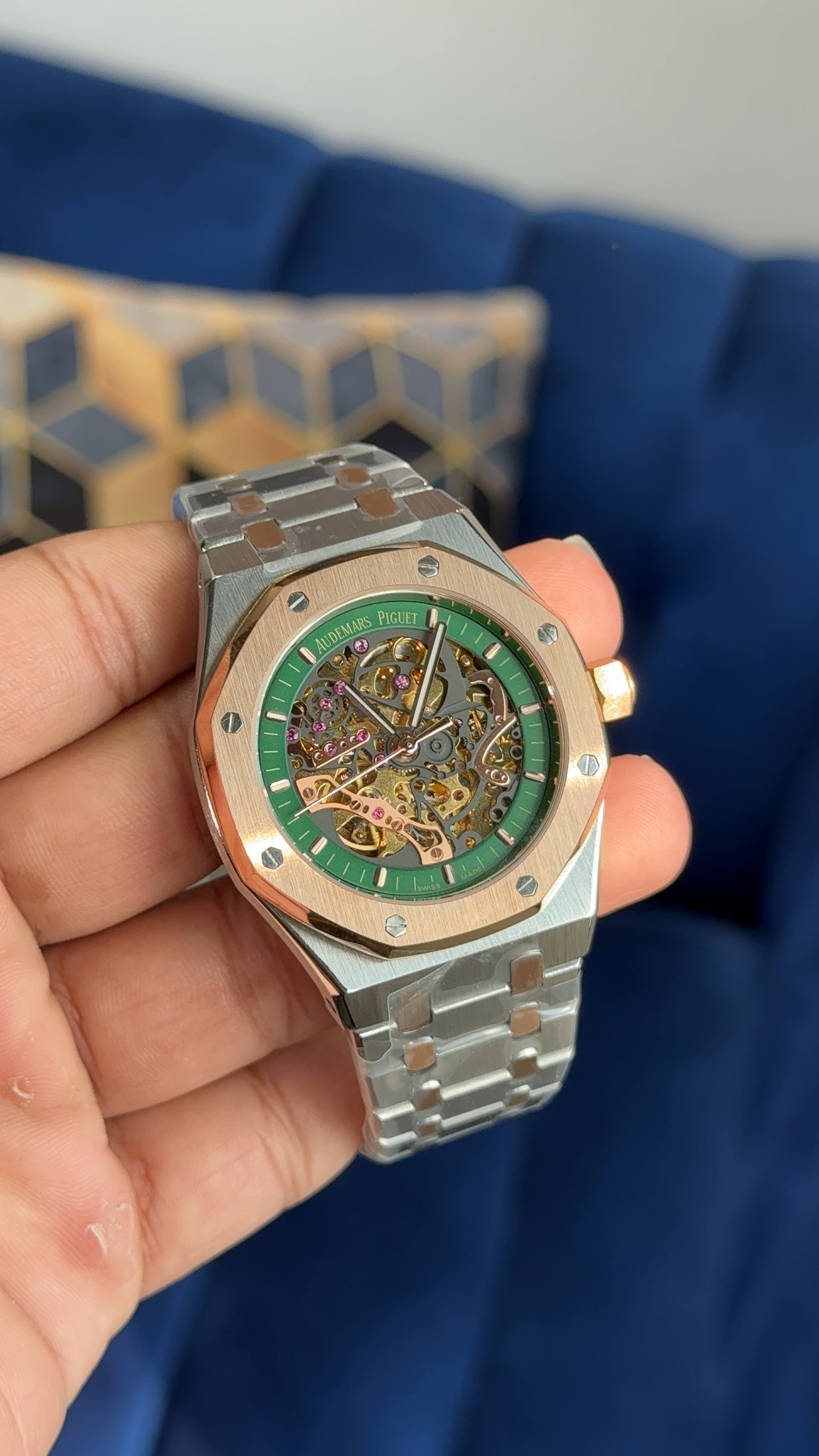 AP Skl | Rose Two Tone | Green Dial