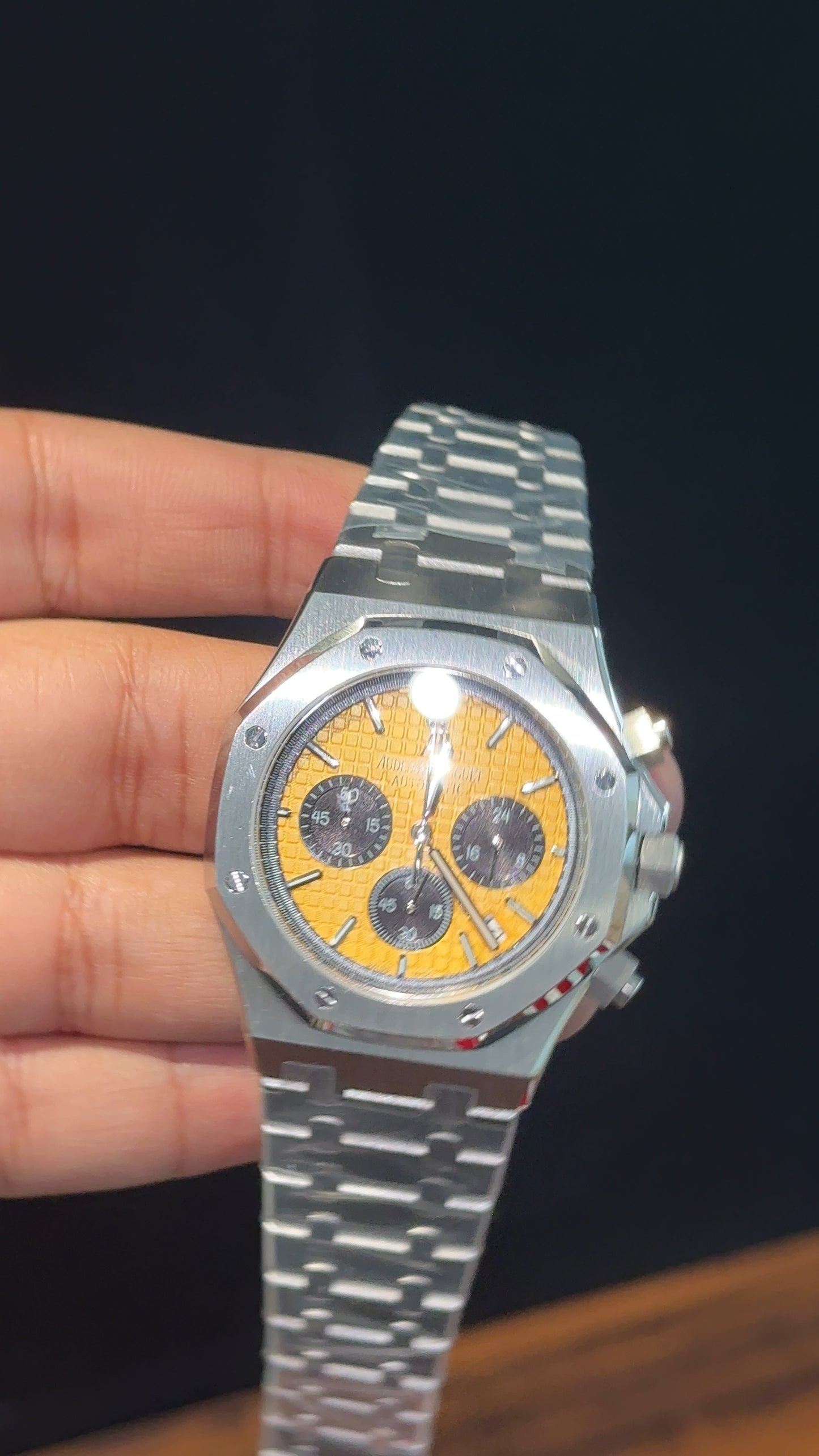 AP | Black Chrono | Silver Chain | Yellow Box Dial - twentyfour
