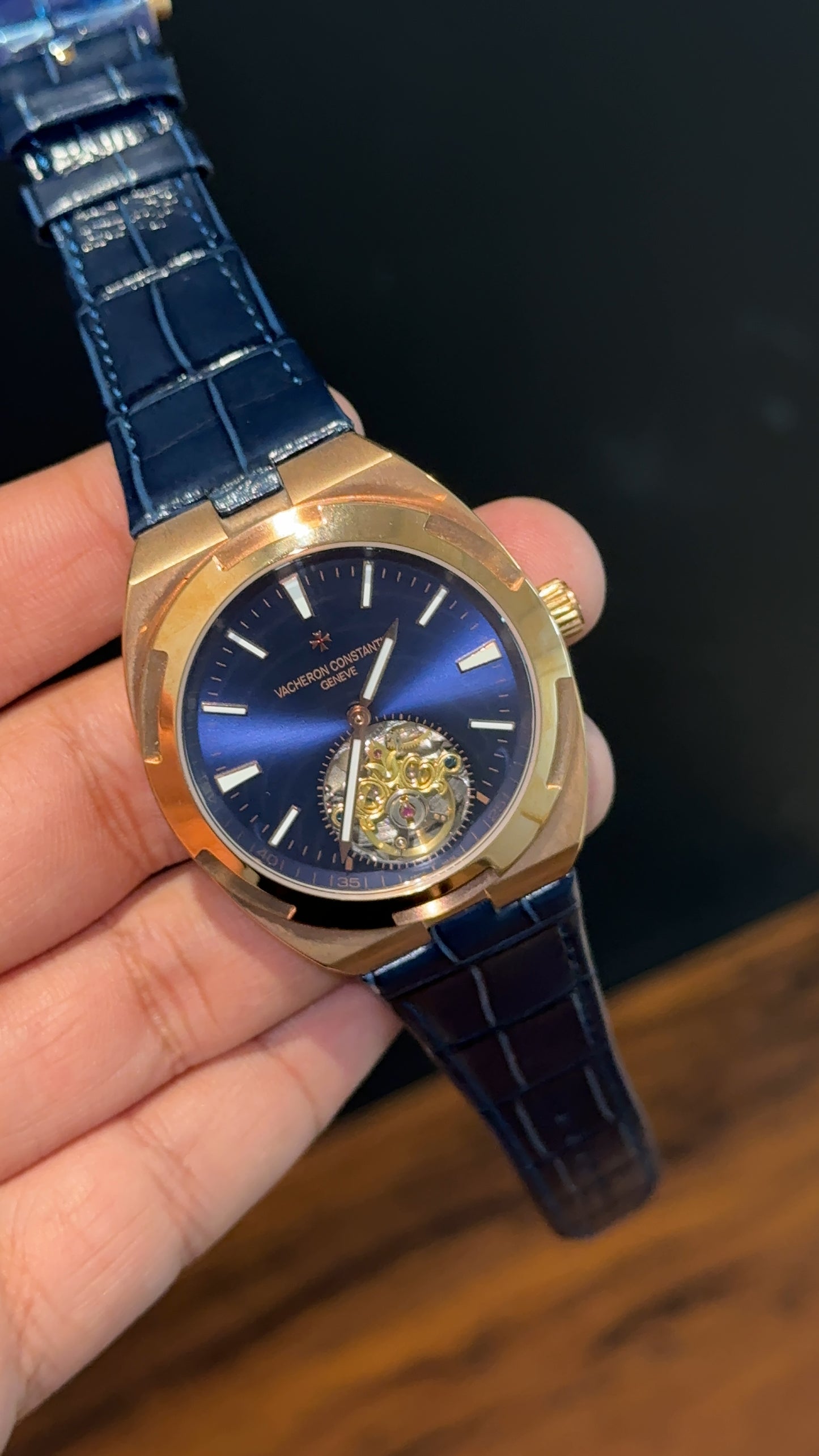 Vacheron Constantin | Rose | Blue Leather Strap | Tourbillon | Shaddy Blue Dial