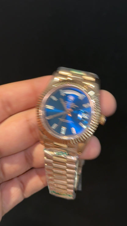 DayDate | Rose Chain | Pearl Digit | Blue Dial