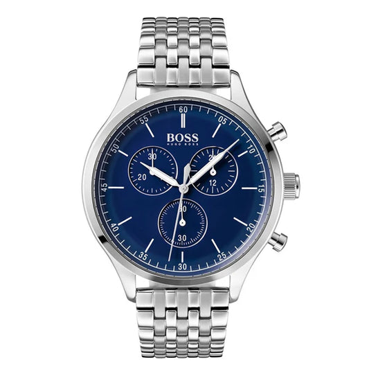 Hugo Boss Men’s Chronograph Quartz Stainless Steel Blue Dial 44mm Watch 1513653