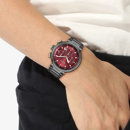 Hugo Boss Men’s Chronograph Quartz Gunmetal Stainless Steel Red Dial 44mm 1514000 - twentyfour