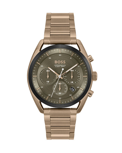 Hugo Boss Men’s Chronograph Quartz Beige Stainless Steel Olive Green Dial 44mm 1514094