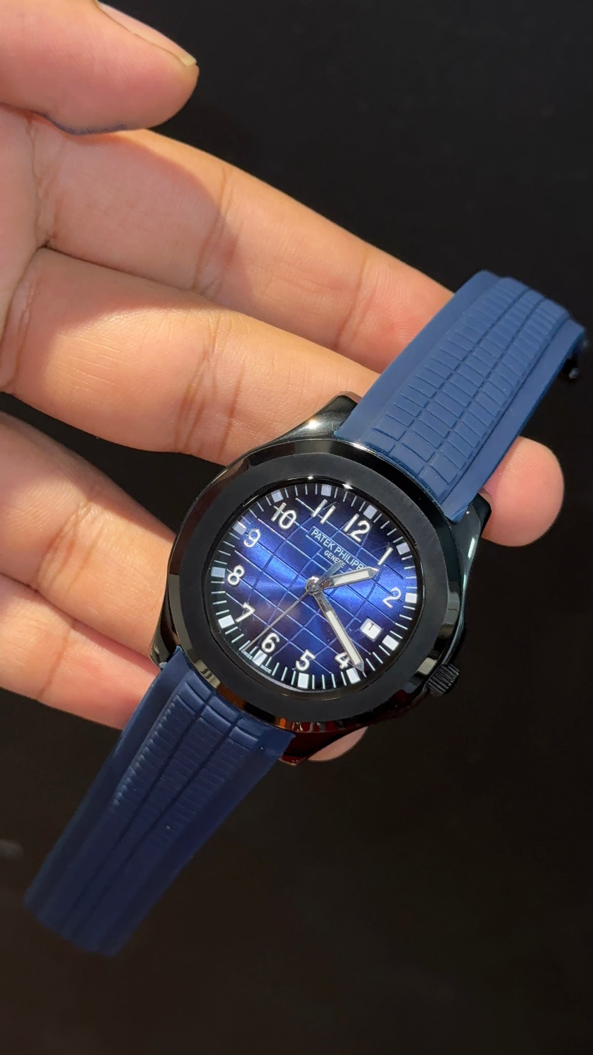 Pp Auto | Aquanaut | Black Strap | Black Case |  Blue Dial