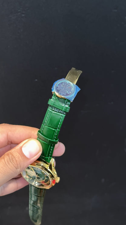 Pp Auto | Annual Calendar Edition | Gold | Green Strap | Green Dial - twentyfour