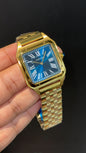 Santos De Cartier | Slim Edition | Gold Chain | Blue Dial