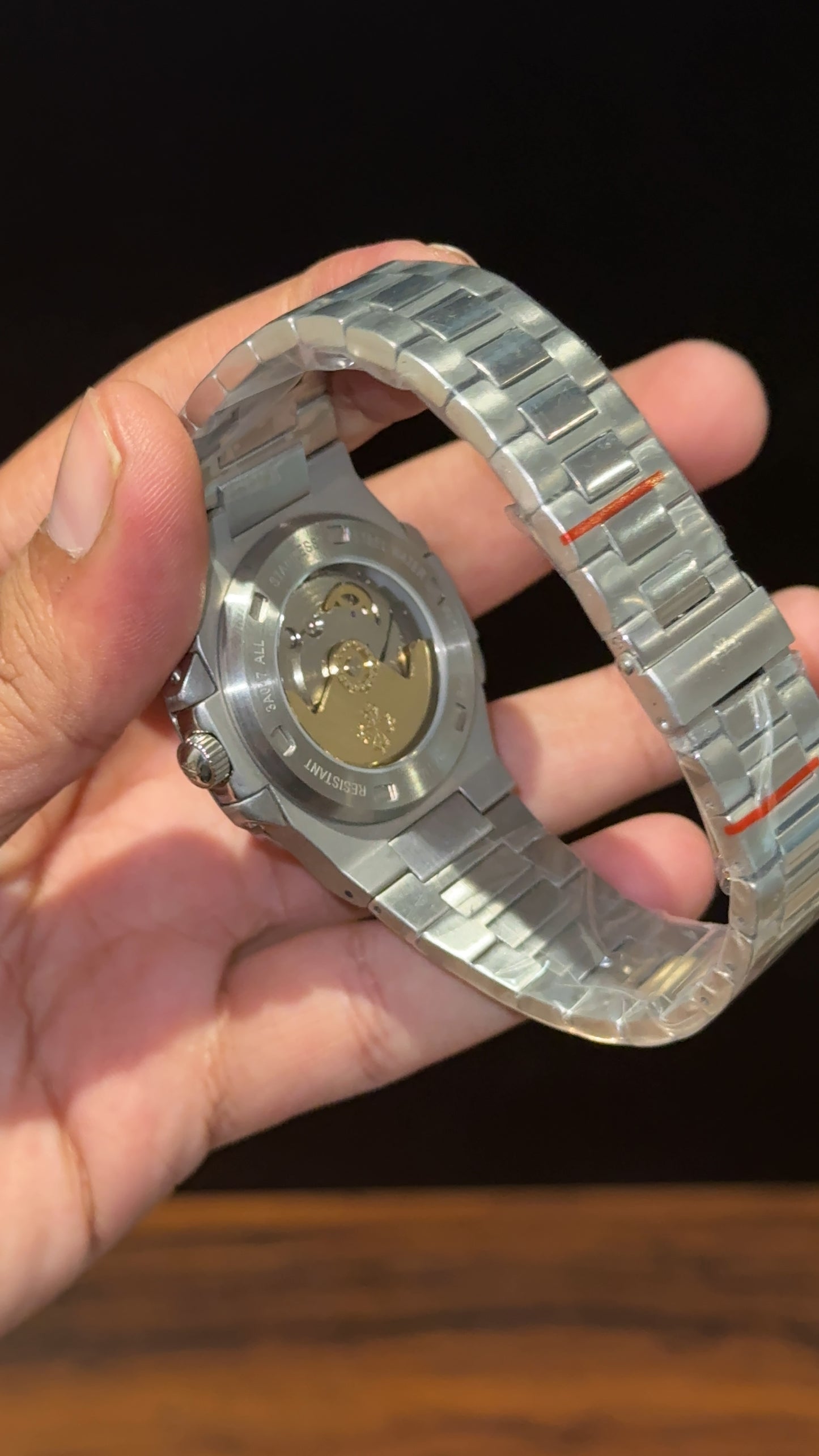 Pp Auto | Silver Chain | Blue Diamond Bezel | Blue Digits | Black Dial