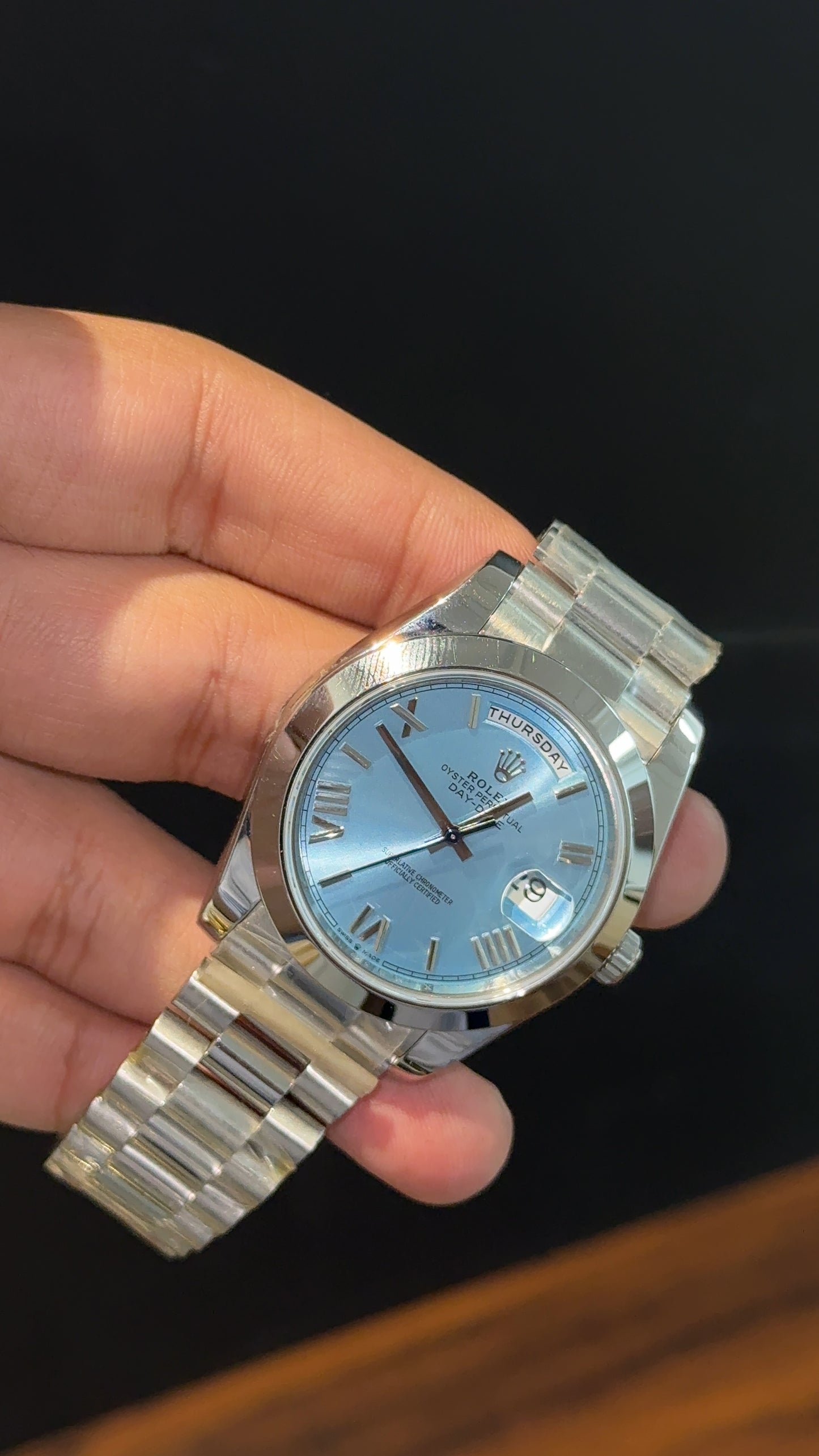 Premium DayDate | Silver Chain | Plain Bezel | Tiffany Dial