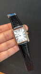 Cartier Tank | Rose | Black Leapord Strap | White Dial