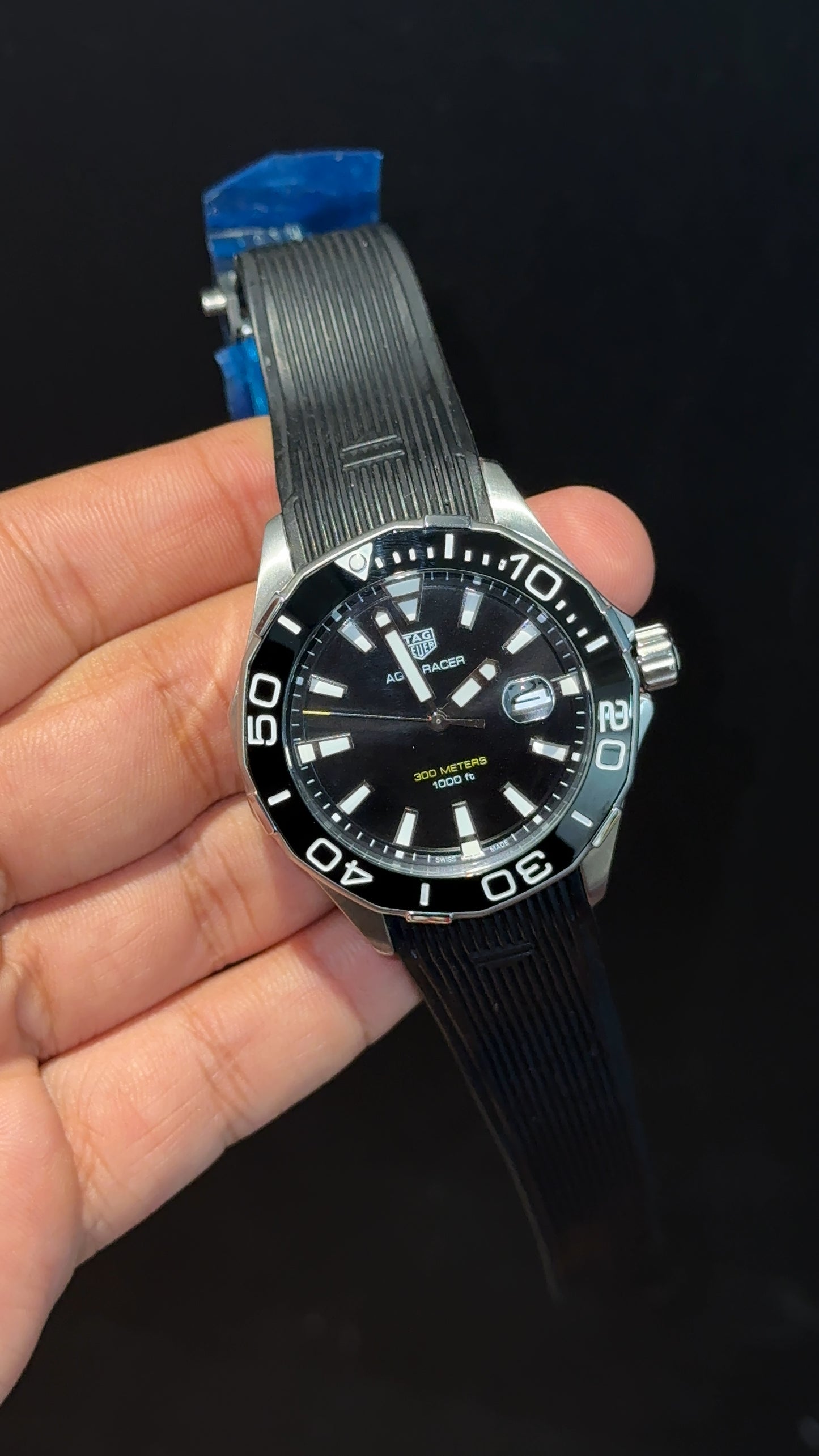 Tag Aquaracer | Black Silicone Strap | Black Bezel | Black Dial