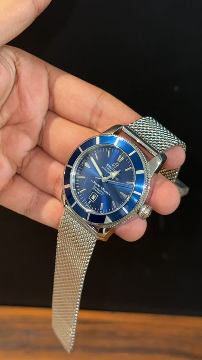 Brietling | Silver Magnetic Chain | Blue Dial