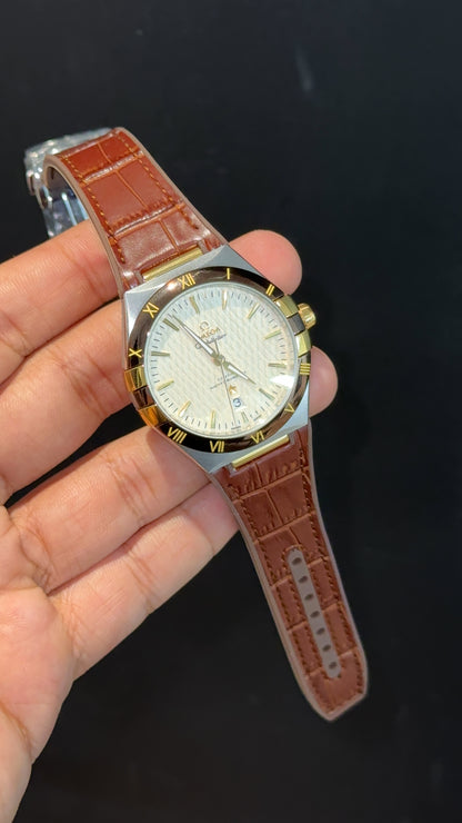 Omega Constellation | Silver Brown Case | Brown Strap | White Box Dial - twentyfour