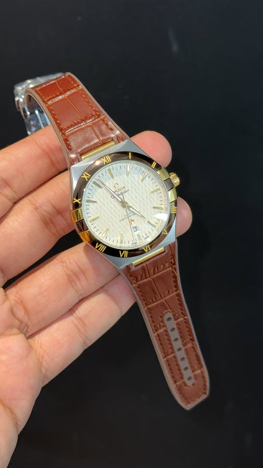 Omega Constellation | Silver Brown Case | Brown Strap | White Box Dial - twentyfour