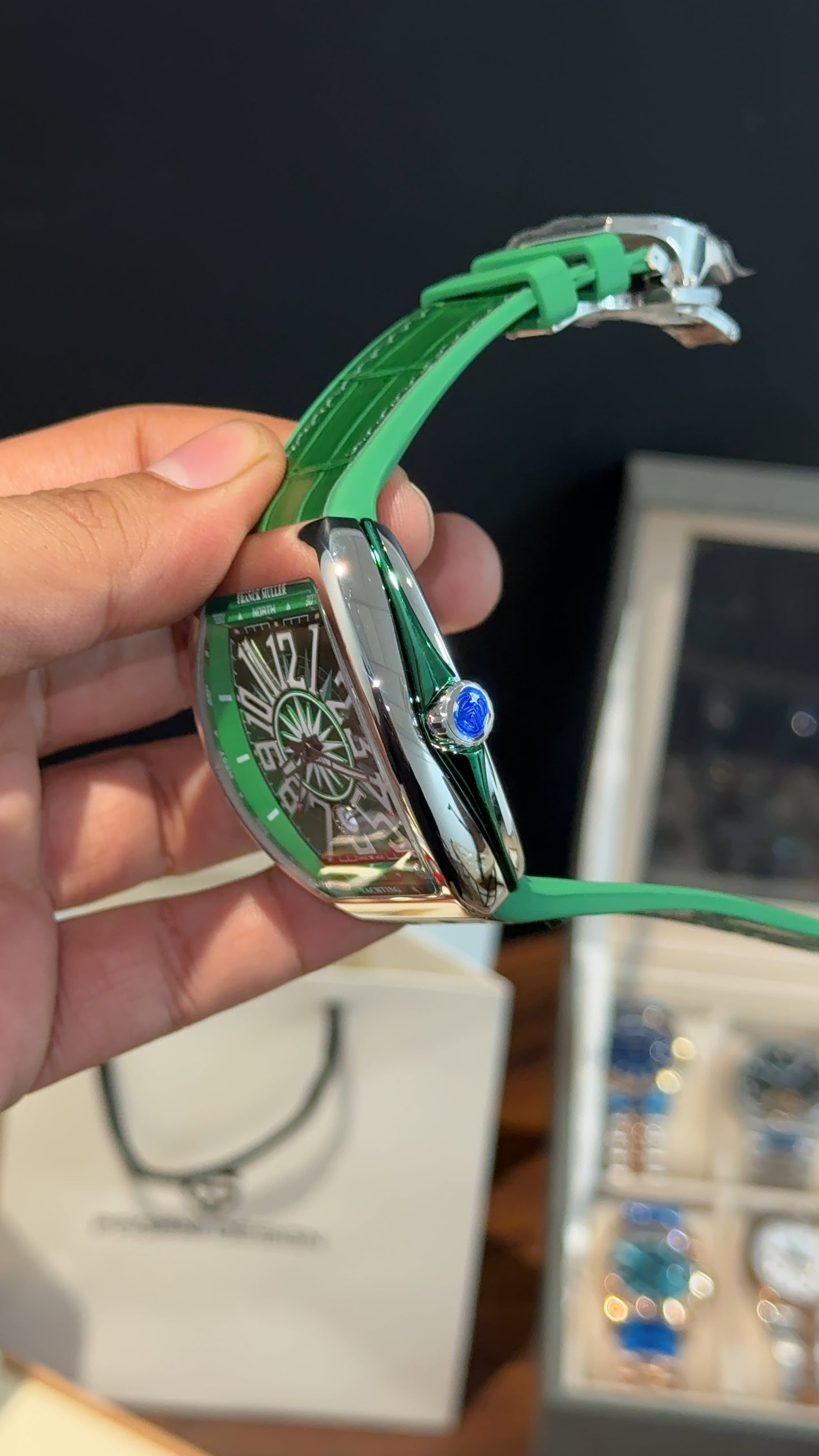 Premium Franck Muller | Vanguard Edition | Green Leather Strap | Green Dial