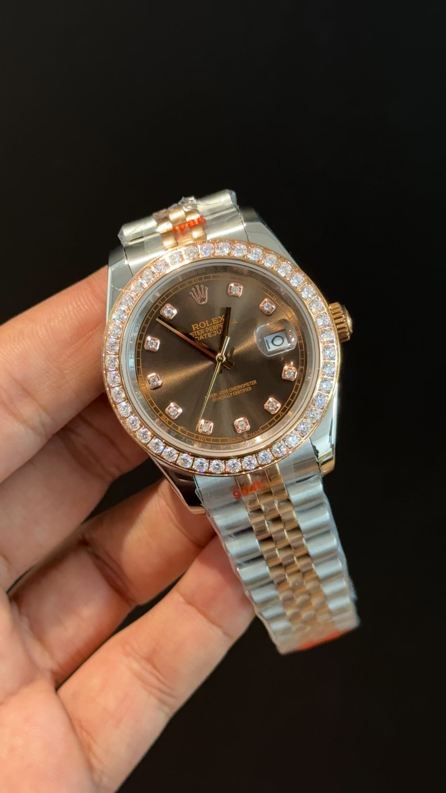 Datejust | Diamond Bezel | Rose Two Tone | Choco Diamond Dial