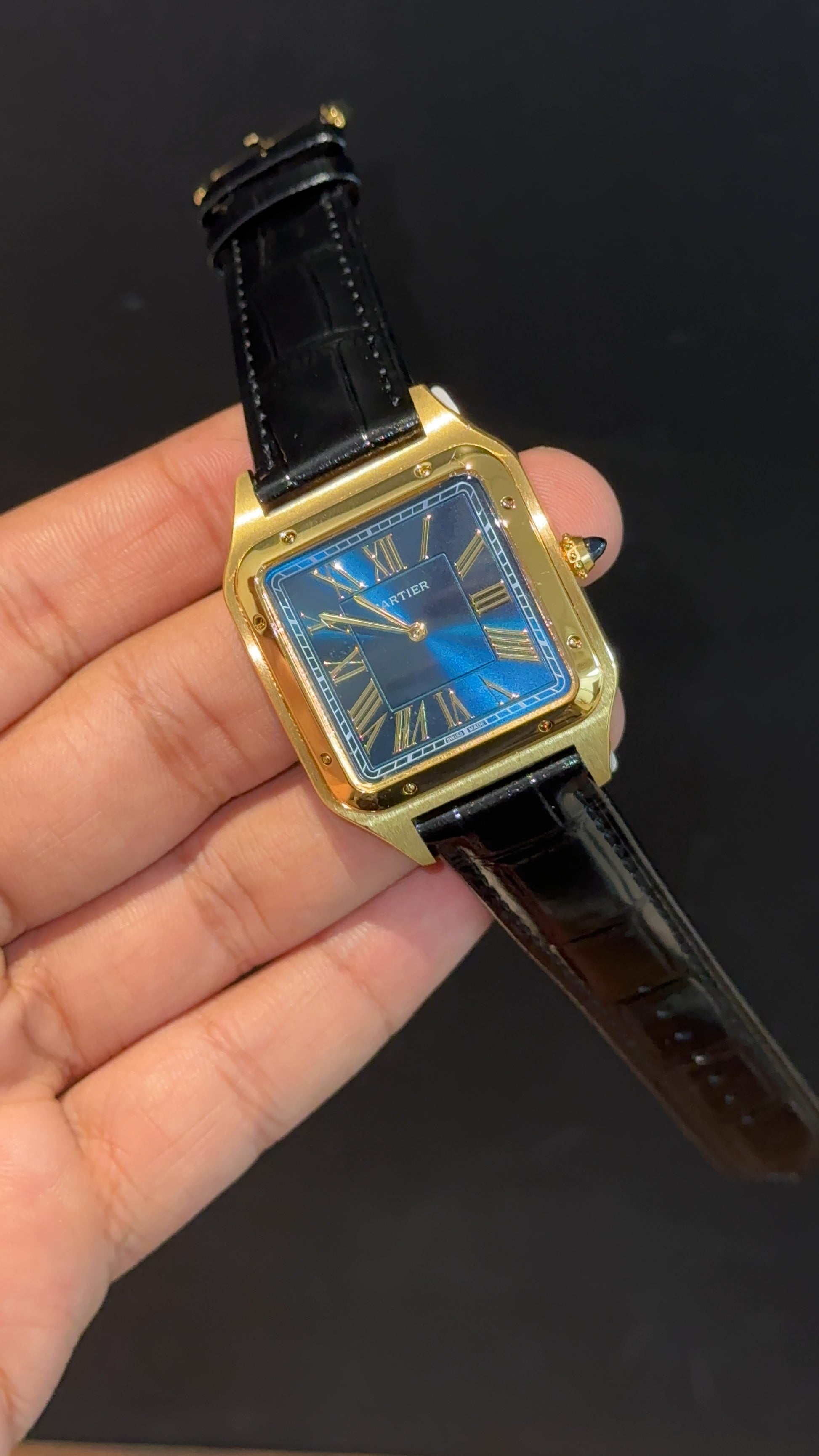 Cartier Dumont Lacquer | Gold Case | Black Leather Strap | Blue Dial - twentyfour