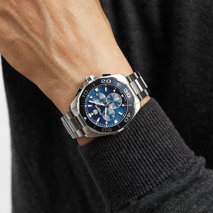 Tag Heuer Aquaracer Men’s Quartz Swiss Made Silver Stainless Steel Blue Dial 43mm CAY111B.BA0927 - twentyfour