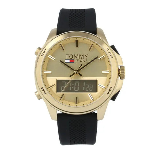 Tommy Hilfiger Men’s Analog Digital Silicone Strap Gold Dial 46mm Watch 1791762 - twentyfour