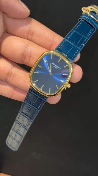 Pp Ellipse | Gold Case | Blue Leather Strap | Blue Ebony Dial