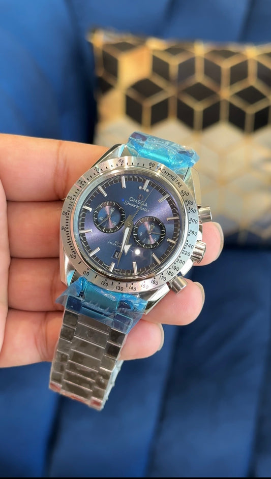 Omega Speedmaster | Silver | Chrono | Blue Dial Chain