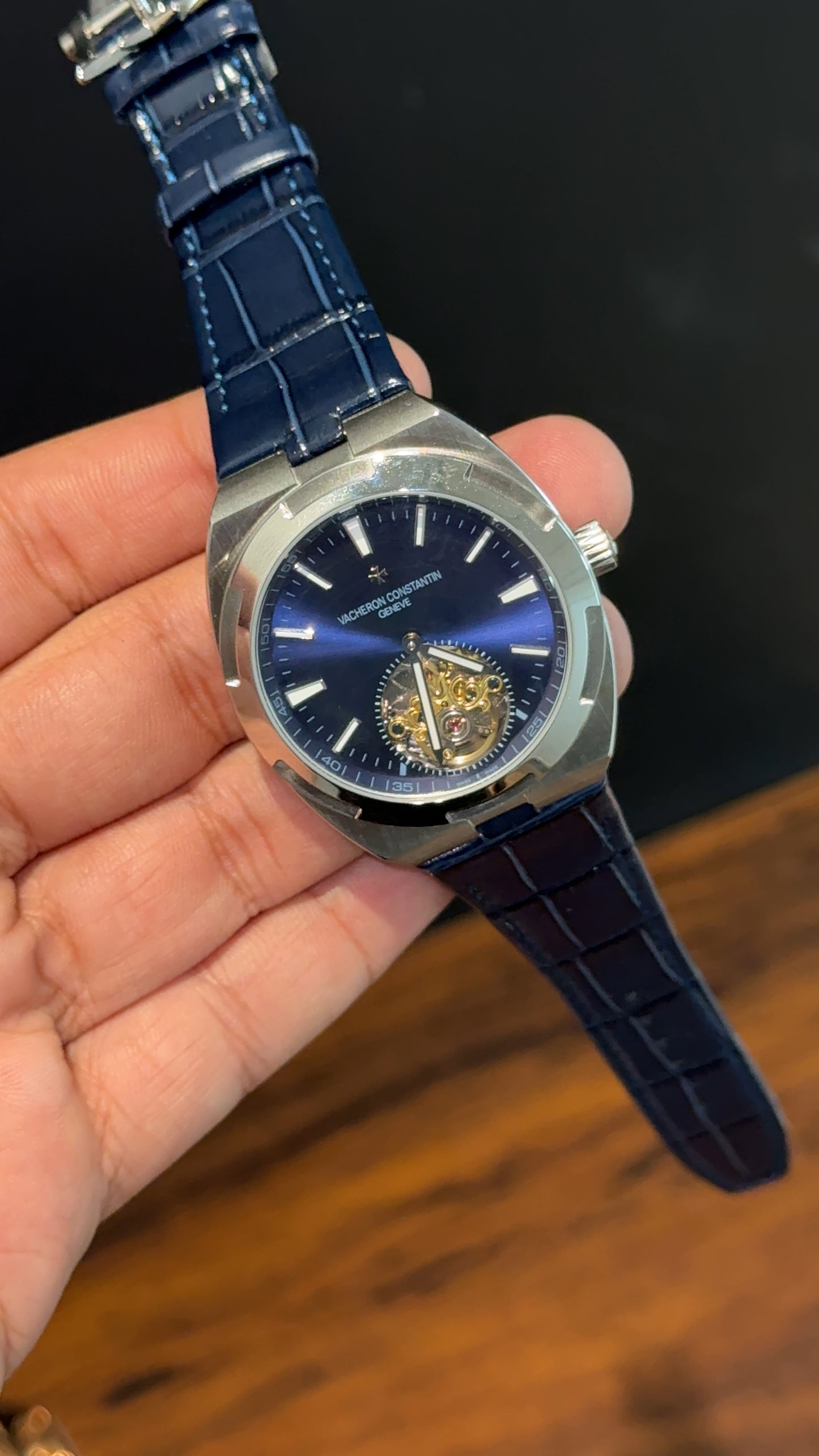 Vacheron Constantin | Silver  | Blue Leather Strap | Tourbillon | Shaddy Blue Dial
