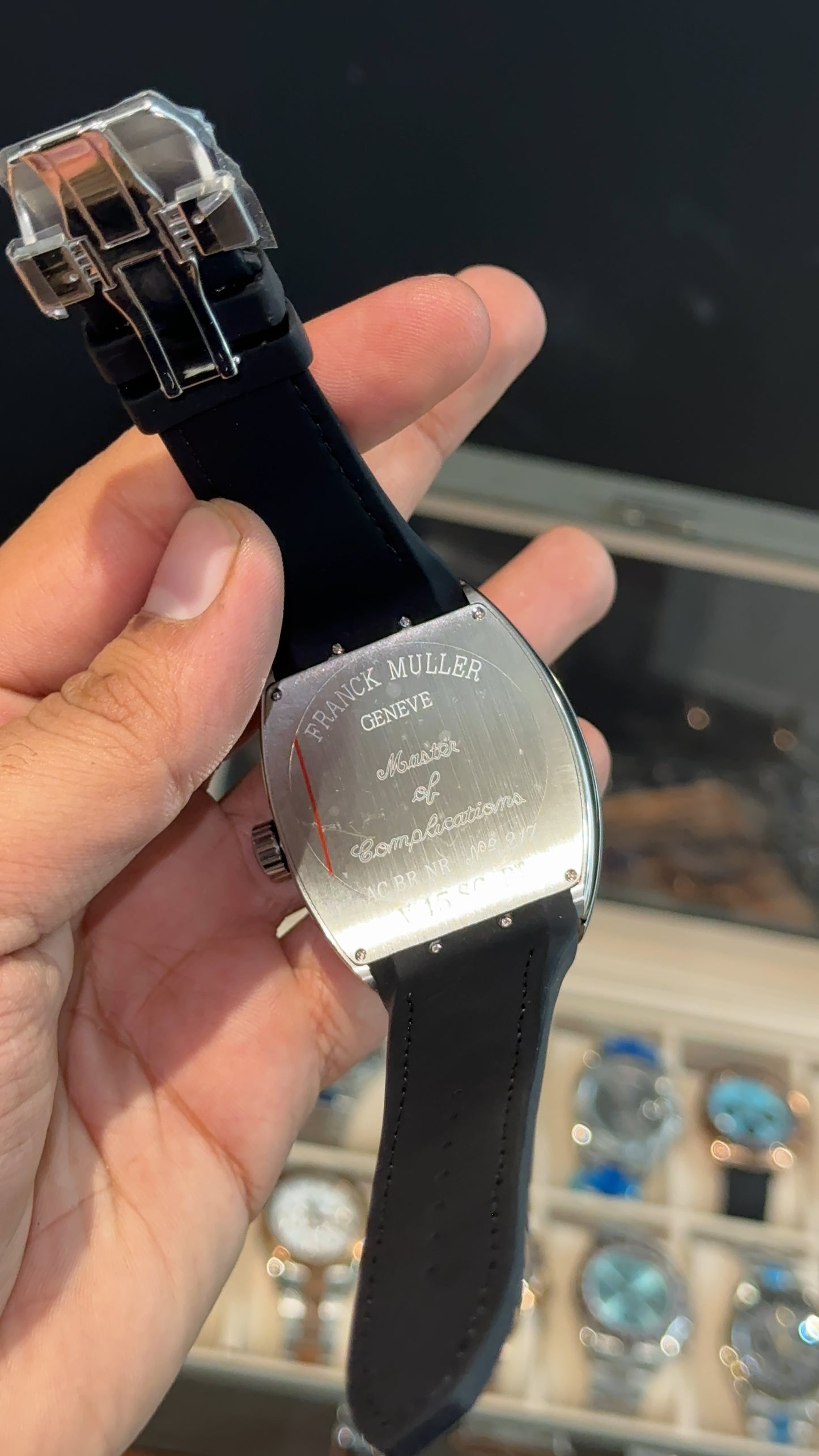 Premium Franck Muller | Vanguard Edition | Silver Case | Black Strap | All Black Dial