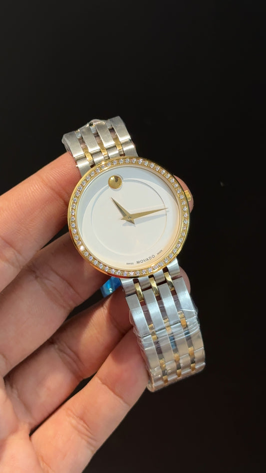 Movado | Woman | Gold Two Tone  | Diamond Bezel | White Dial