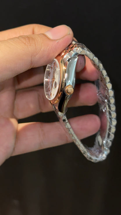 Premium DateJust | Eveline | Plain Bezel | 30mm | Women | Rose Two Tone | White Index Dial