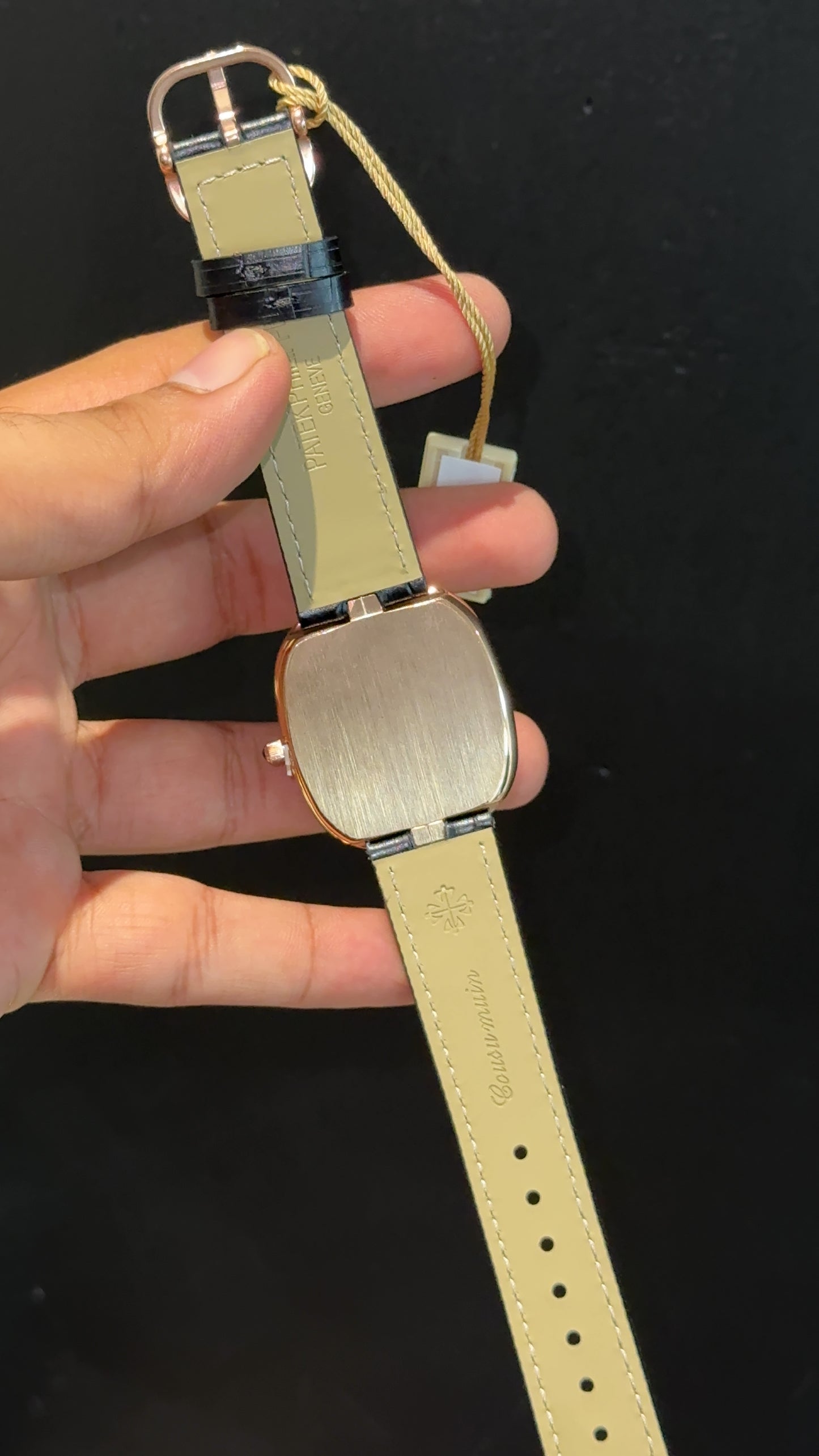 Pp Ellipse | Rose Case | Black Leather Strap | White Ebony Dial
