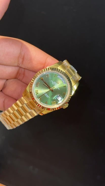 Daydate | 36mm | Gold Chain | Olive Green Dial - twentyfour