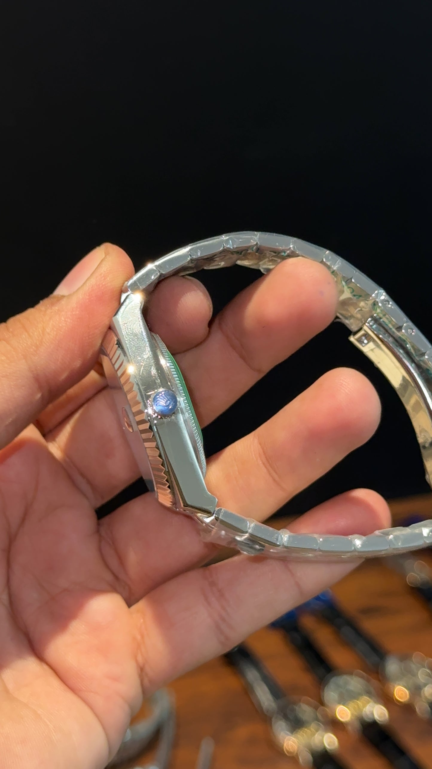 Land Dweller | Silver Chain | Sky Blue Textured Dial