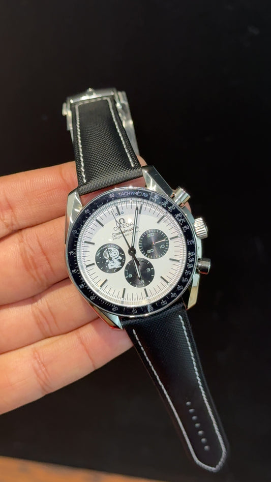 Omega Speedmaster | Snoopy | Chrono | Black Strap | White Dial - twentyfour