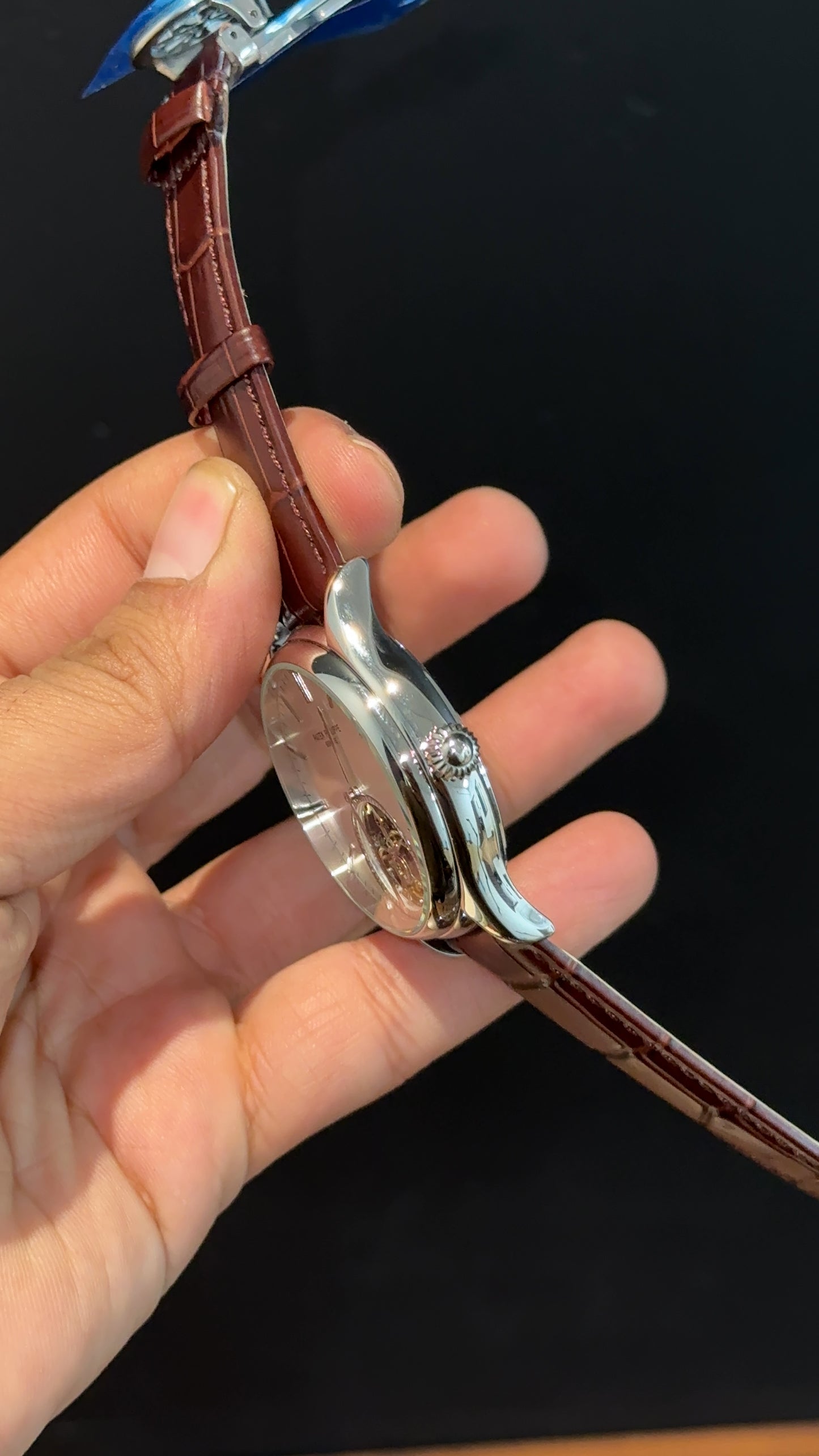 Patek Auto | Silver | Brown Leather Strap | Pendulum | White Dial