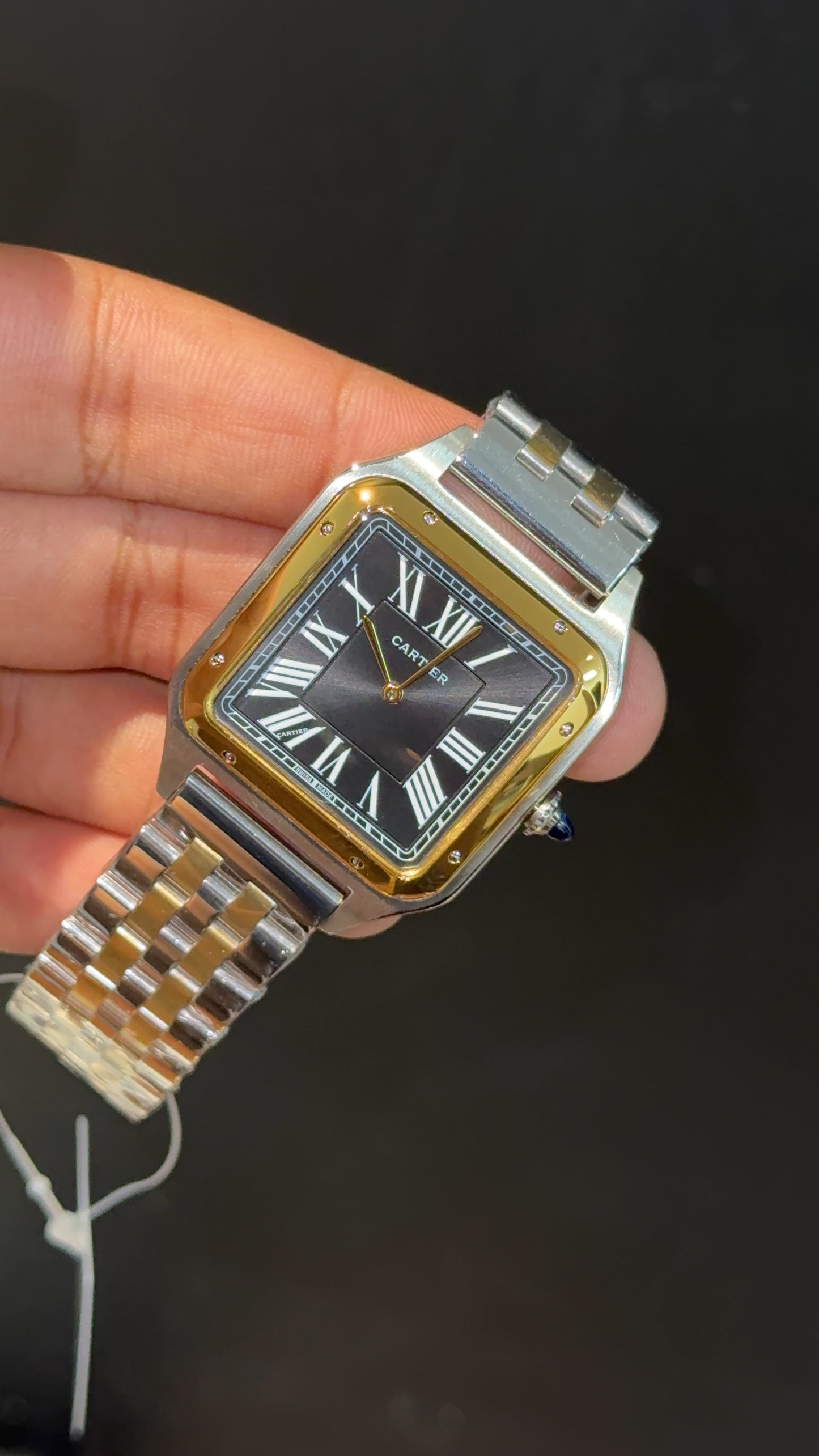 Santos De Cartier | Slim Edition | Gold Two Tone | Black Dial