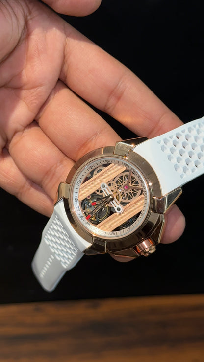 Jacob And Co | Rose Case | CR7 Edition | White Strap | Pendulum | Rose Machine Dial