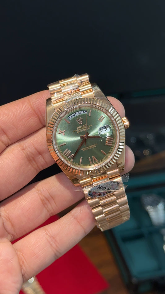 Daydate | Clean Grade | Rose Chain | Green Dial