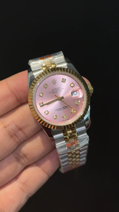 Datejusy | 36mm | Gold Two Tone  | Pinkish Diamond Dial
