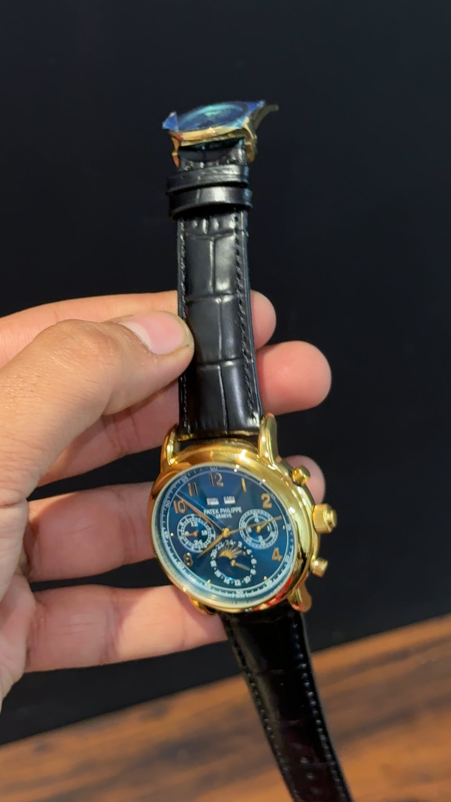 Patek Century | Auto | Gold Case | Blue Dial | Black Leather Strap