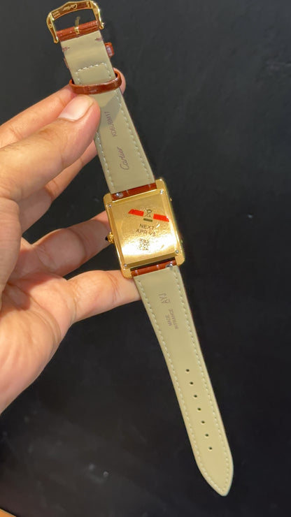 Cartier Tank | Gold | Brown Leather Strap | White Crafted Dial