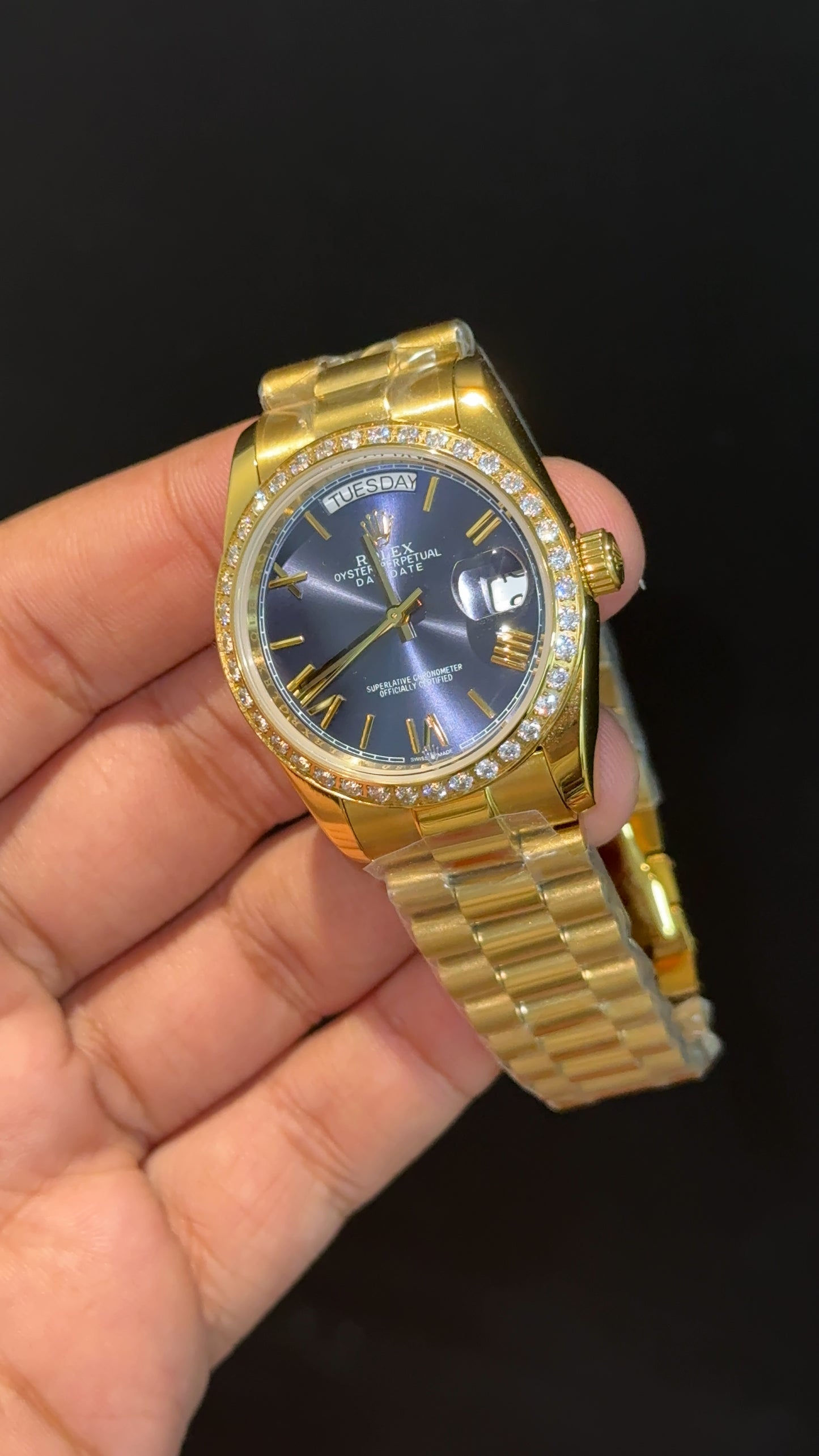 Daydate | 36mm | Gold Chain | Diamond Case | Purplish Index Dial - twentyfour