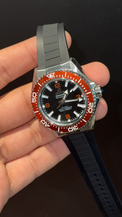 Omega Seamaster | Orange Bezel | Planet Ocean | Black Silicone Strap | Black Dial