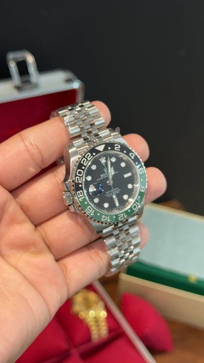 Premium GMT Sprite | Silver Chain | Black Dial