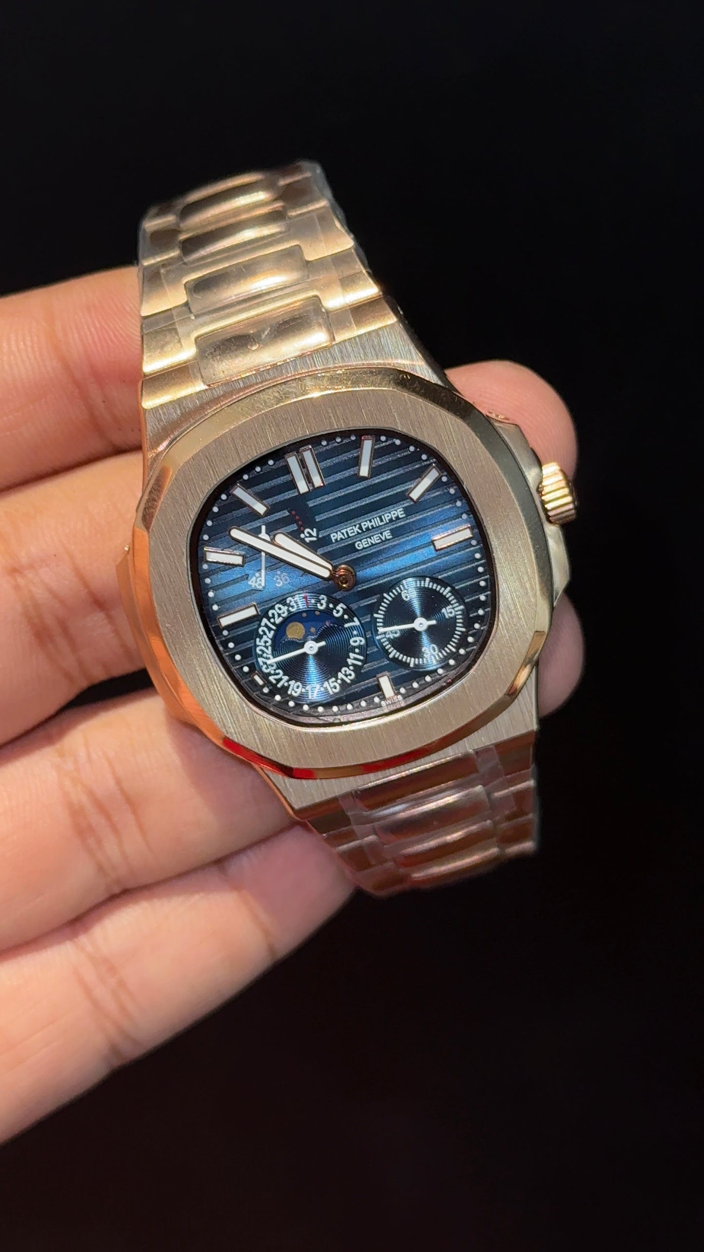 Pp Auto | Moonphase | Rose Chain | Sub Blue Dials