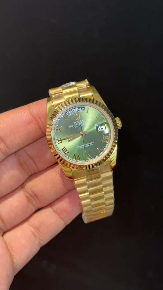 Daydate | 36mm | Gold Chain | Olive Green Dial - twentyfour