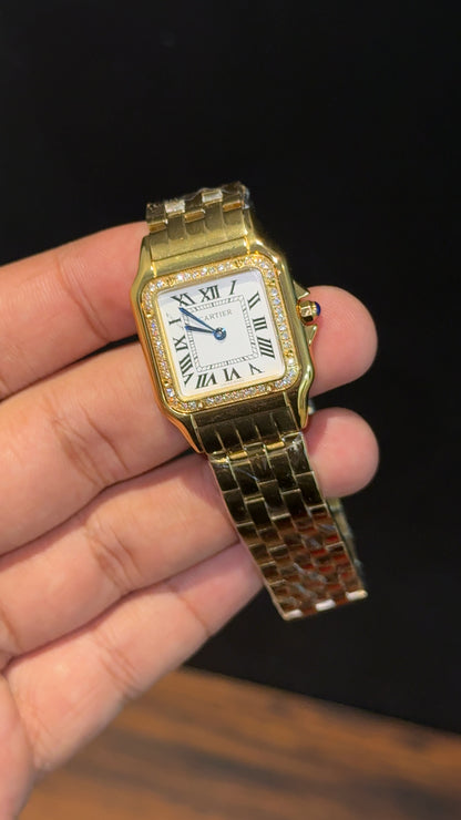 Cartier Panthere | 26mm | Woman | Diamond Case | Gold Chain | White Dial