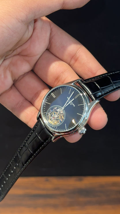 Pp Auto | Pendulum | Silver | Black Strap | Black Index Dial