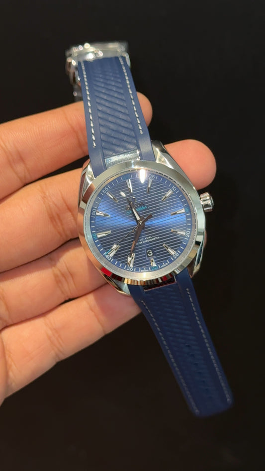 Omega Seamaster | Blue Strap |  Blue Lines Dial