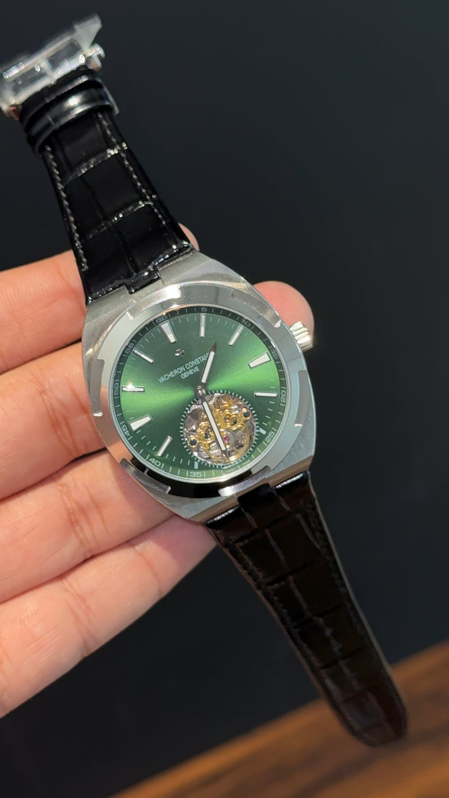 Vacheron Constantin | Black Leather Strap | Pendulum | Green Dial