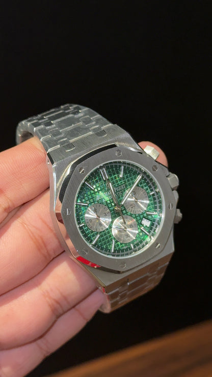 AP | Silver Chain | White Chrono | Green Dial